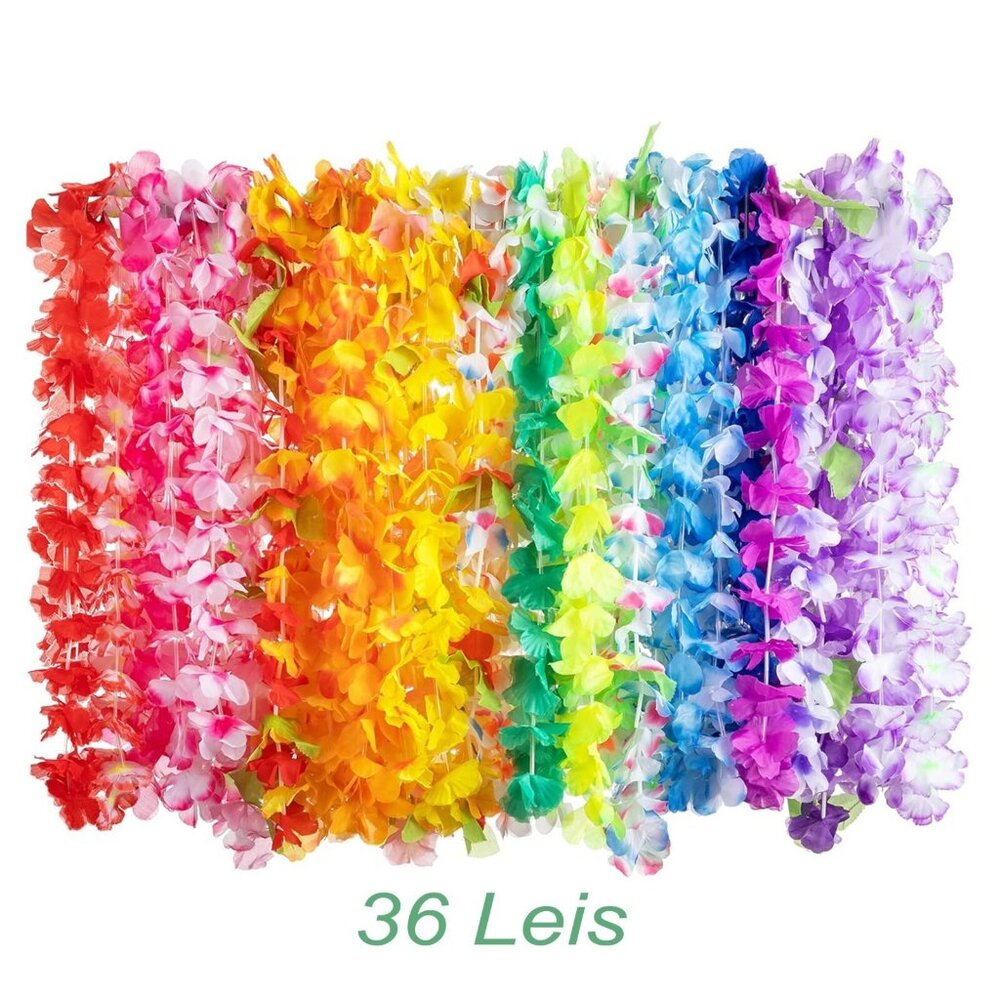 Joyin Toy 36 Counts Hawaiian Leis Bulk Tropical Flower Lei Assorted Color